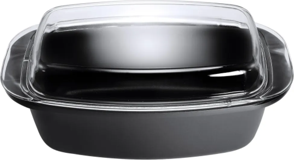 Rôtissoire Pic (fonte d'aluminium, 5,2 litres, avec couvercle en verre/cocotte, induction) en noir Convient pour l'induction