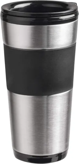 Cafetière avec tasse isotherme pour café filtre moulu, Machine à café 2 pour grandes tasses, idéal pour le camping, préparation rapide, 750 W, Couleur: Argent