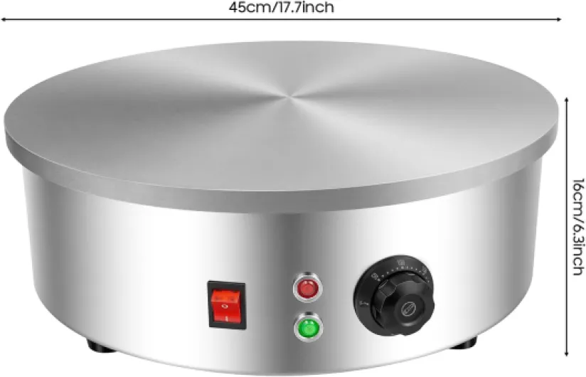 CrêPièRe éLectrique, 3000w CrêPièRe Sans Colle Pour La Maison, Crepiere Professionnelle, ContrôLe De La TempéRature, Acier Inoxydable - Facile à Nettoyer Et Comprend éCarteur Et Spatule