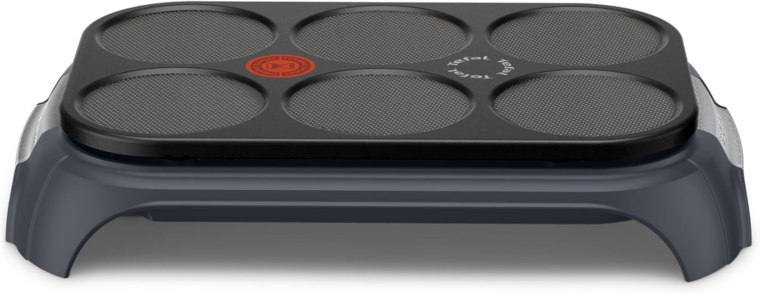 Crep'Party, Plaque crêpes et pancakes, 6personnes, Revêtement antiadhésif, Rangement des accessoires intégré, PY558BF0, Poivre de Java