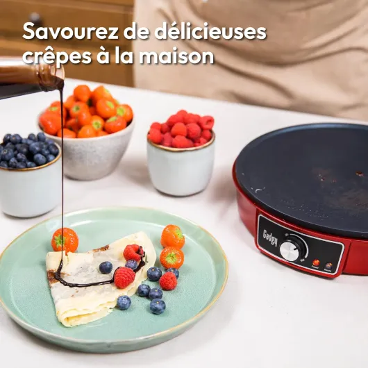 ® Crêpière Électrique 1000W – Plaque Antiadhésive Ø30 cm – Température Réglable – Râteau et Spatule Inclus – Appareil à Crêpes, Pancakes, Omelettes, Blinis et Plus