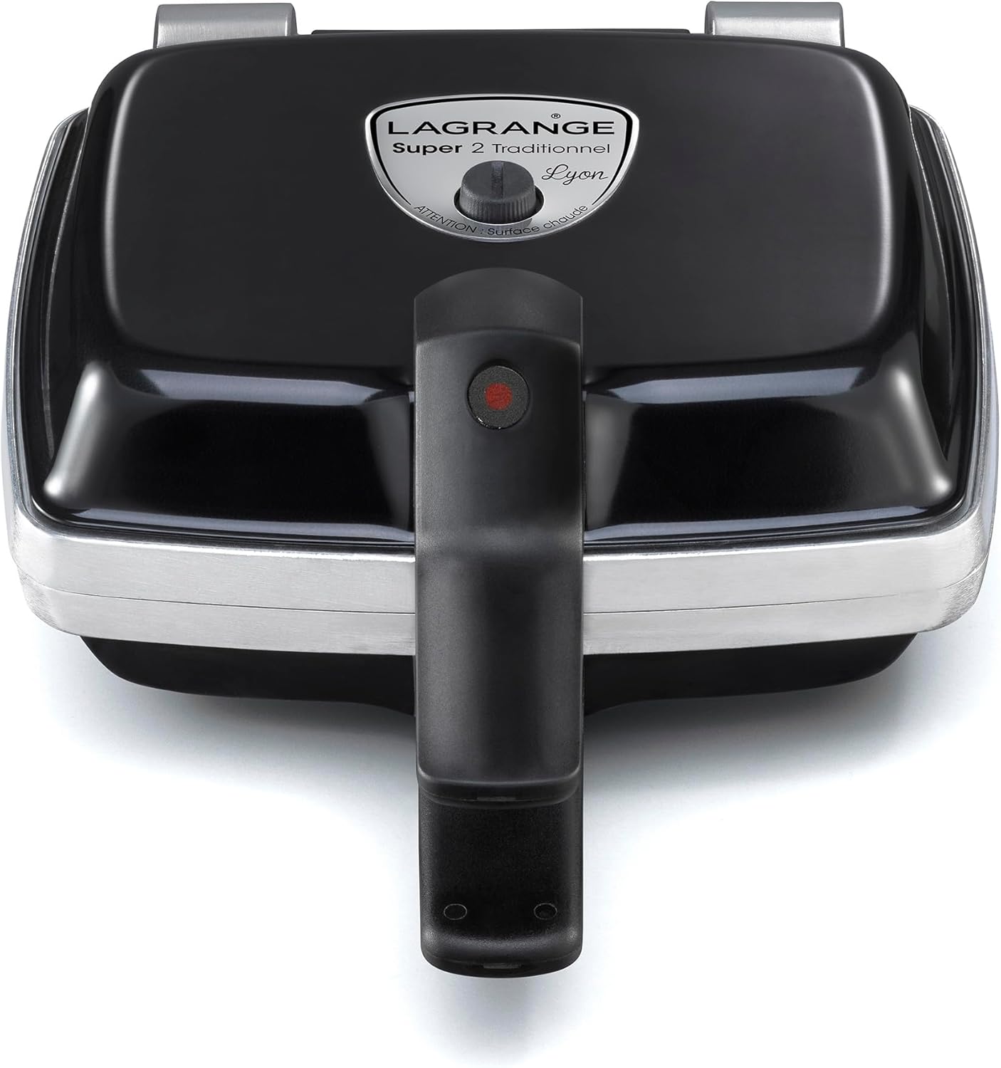 Gaufrier Super2 Traditionnel, 1000W, 1 jeu de plaques inclus (Gaufre), Fabriqué en France, Réversible sur son socle, Plaques amovibles, Multifonction, 039121 Noir Unique