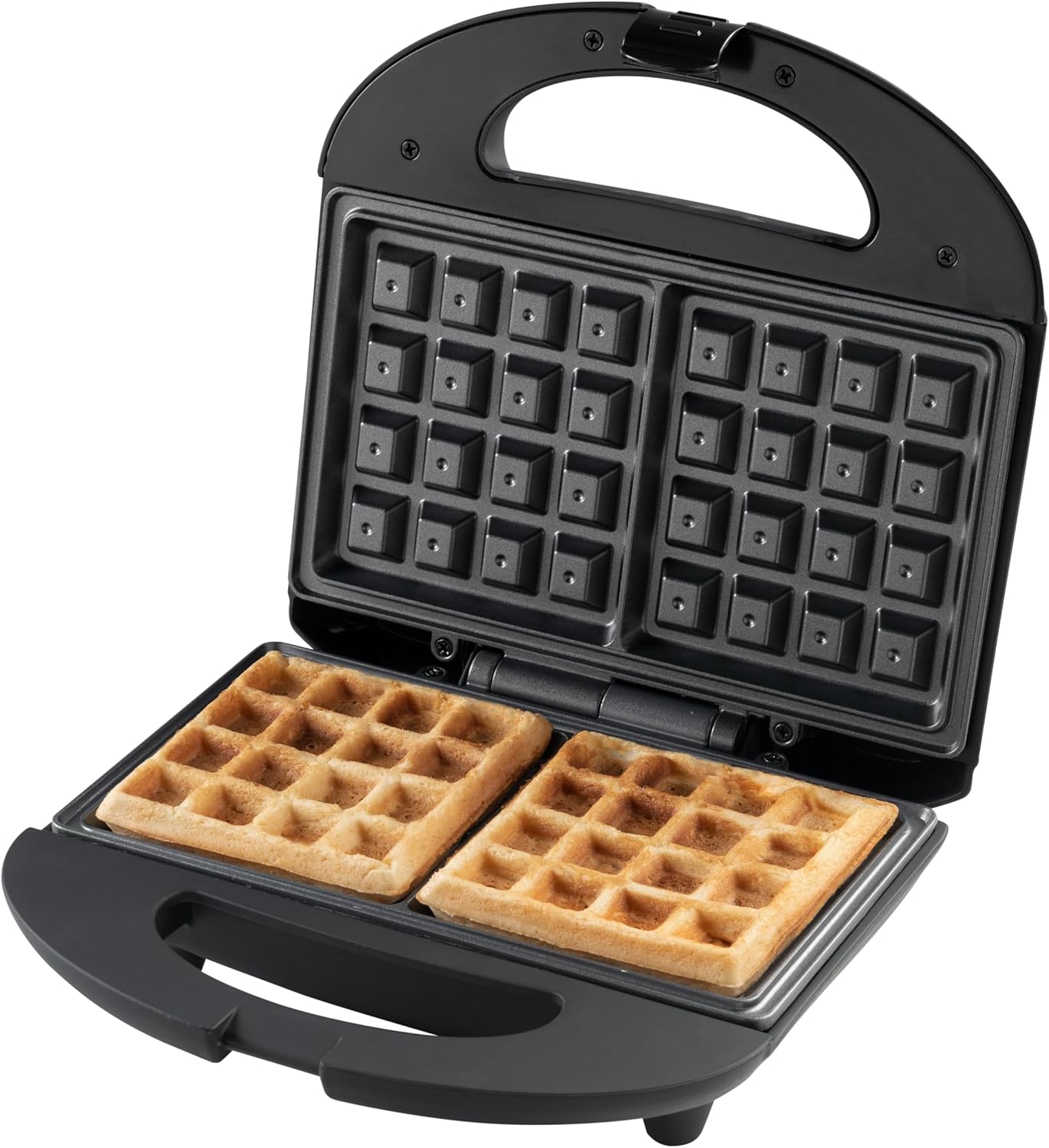 Gaufrier pour gaufres de Bruxelles, Gaufrier avec revêtement anti-adhésif, Design rétro, 700 Watts, Couleur: Noir Mat