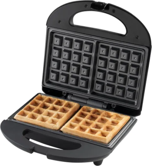Gaufrier pour gaufres de Bruxelles, Gaufrier avec revêtement anti-adhésif, Design rétro, 700 Watts, Couleur: Noir Mat