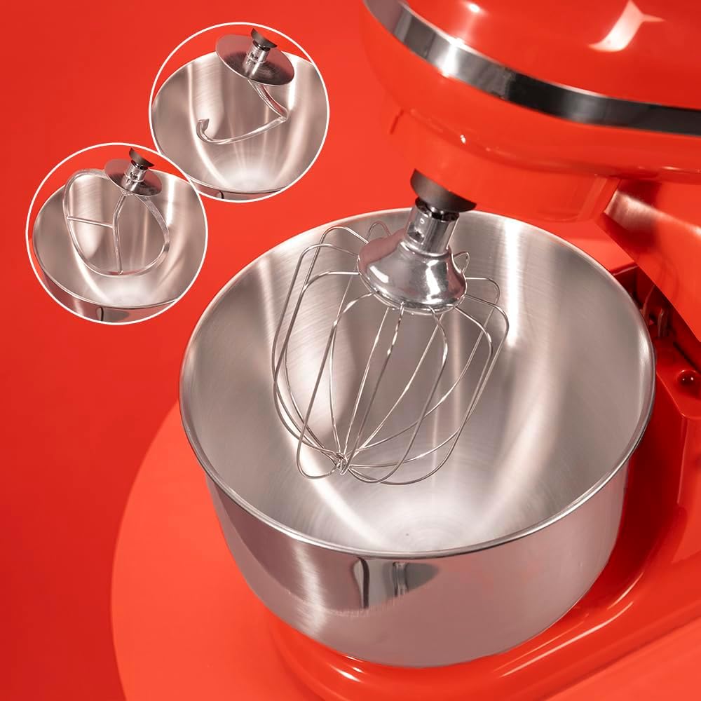 Batteur Mélangeur Cecomixer Merengue 5L 1200 Rouge - 1200 W avec 6 Niveaux, Mouvement Planétaire, Design Élégant, Bol en Acier Inoxydable de 5 L et Accessoires pour Battre et Pétrir Rouge 5 fonctions