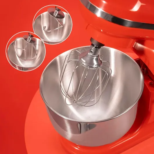 Batteur Mélangeur Cecomixer Merengue 5L 1200 Rouge - 1200 W avec 6 Niveaux, Mouvement Planétaire, Design Élégant, Bol en Acier Inoxydable de 5 L et Accessoires pour Battre et Pétrir Rouge 5 fonctions