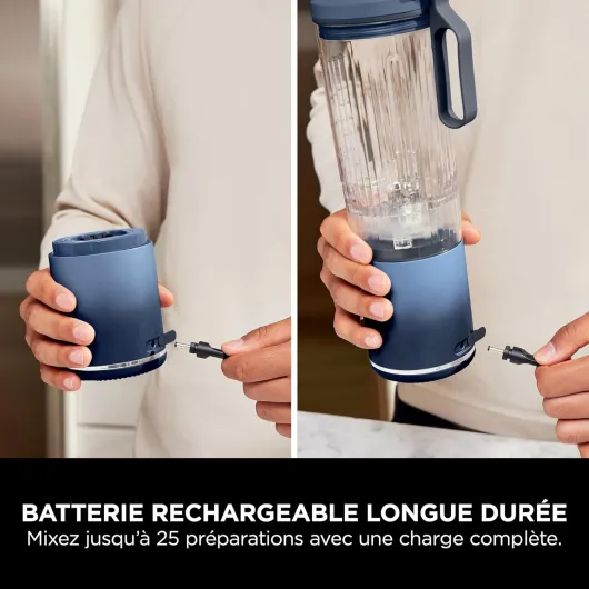 Blast Max mixeur portable, 570 ml, rechargeable, tasse et couvercle étanche, 3 fonctions de mixage, fait des smoothies, des boissons protéinées et des granités, Bleu marine BC251EUNV