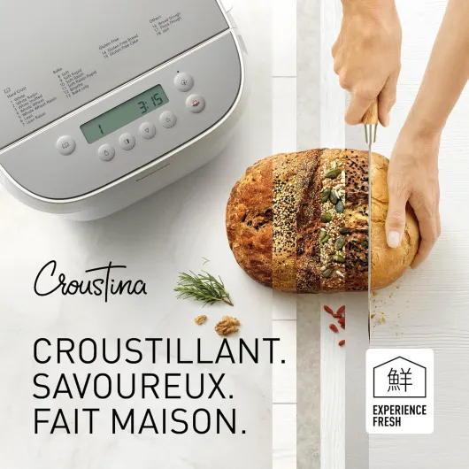 SD-ZP2000WXE - Machine à pain Croustina, Pain croustillant, Programme sans gluten , Deux capteurs de température, 18 programmes , 3 tailles de Pain , 700 W, Blanc, – Version Française