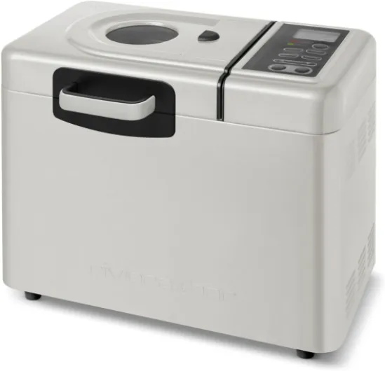 Riviera&bar Machine à Pain Sans Gluten - 14 Programmes, Distributeur d'Ingrédients, Pétrin Auto-Rabattable, Départ Différé, Maintien au Chaud, Écran LCD - 820W - Inox