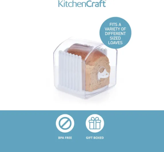 KC BLUE KitchenCraft Stay Fresh Boîte à Pain Extensible en Plastique avec Trancheur de Pain