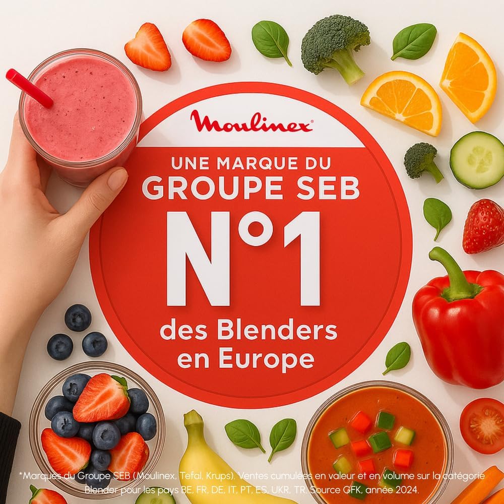 Blender électrique, 1200 W, Bol verre capacité utile 1,5 L, Mixeur Smoothie, Technologie de lames Powelix, Haute qualité, Nettoyage facile, PerfectMix Noir/Or LM871A10 1200W - 3 programmes auto