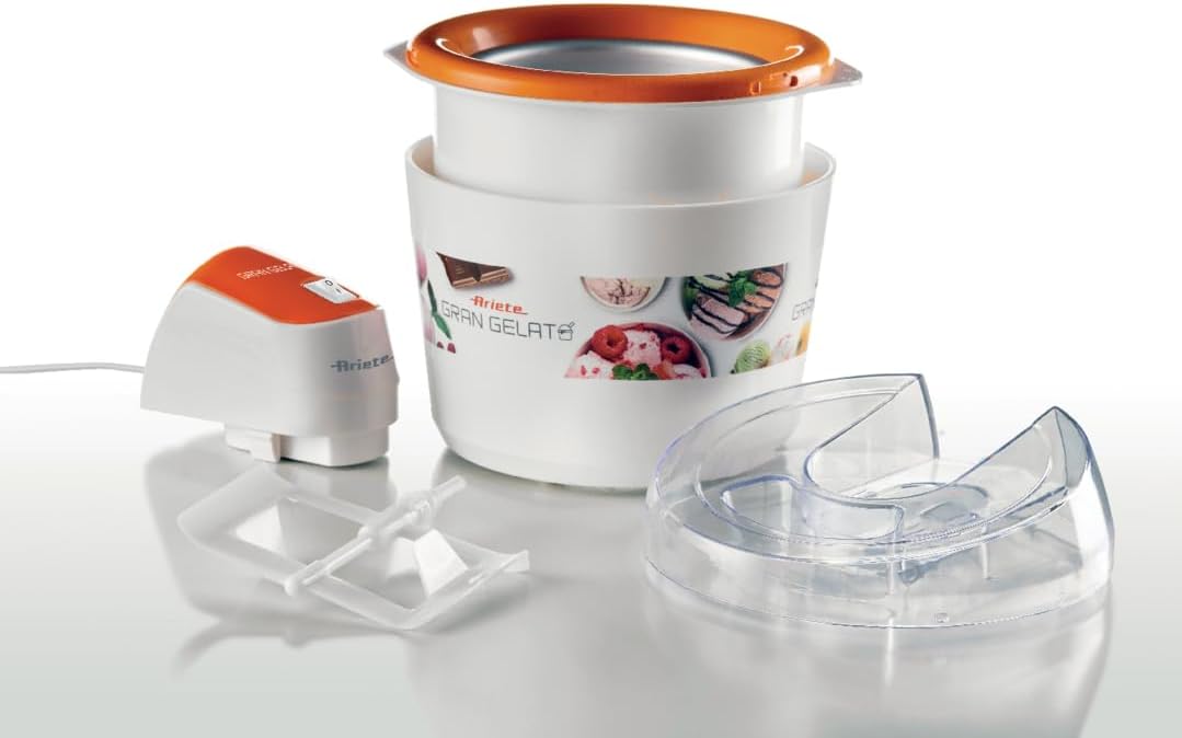642 Gran Gelato Sorbetière, Machine pour Faire Sorbets et Glaces en 30 Minutes, Panier de Refroidissement Double Isolation, Bouton Marche/Arrêt, Couvercle Transparent, 1,5 Litres, Plastique