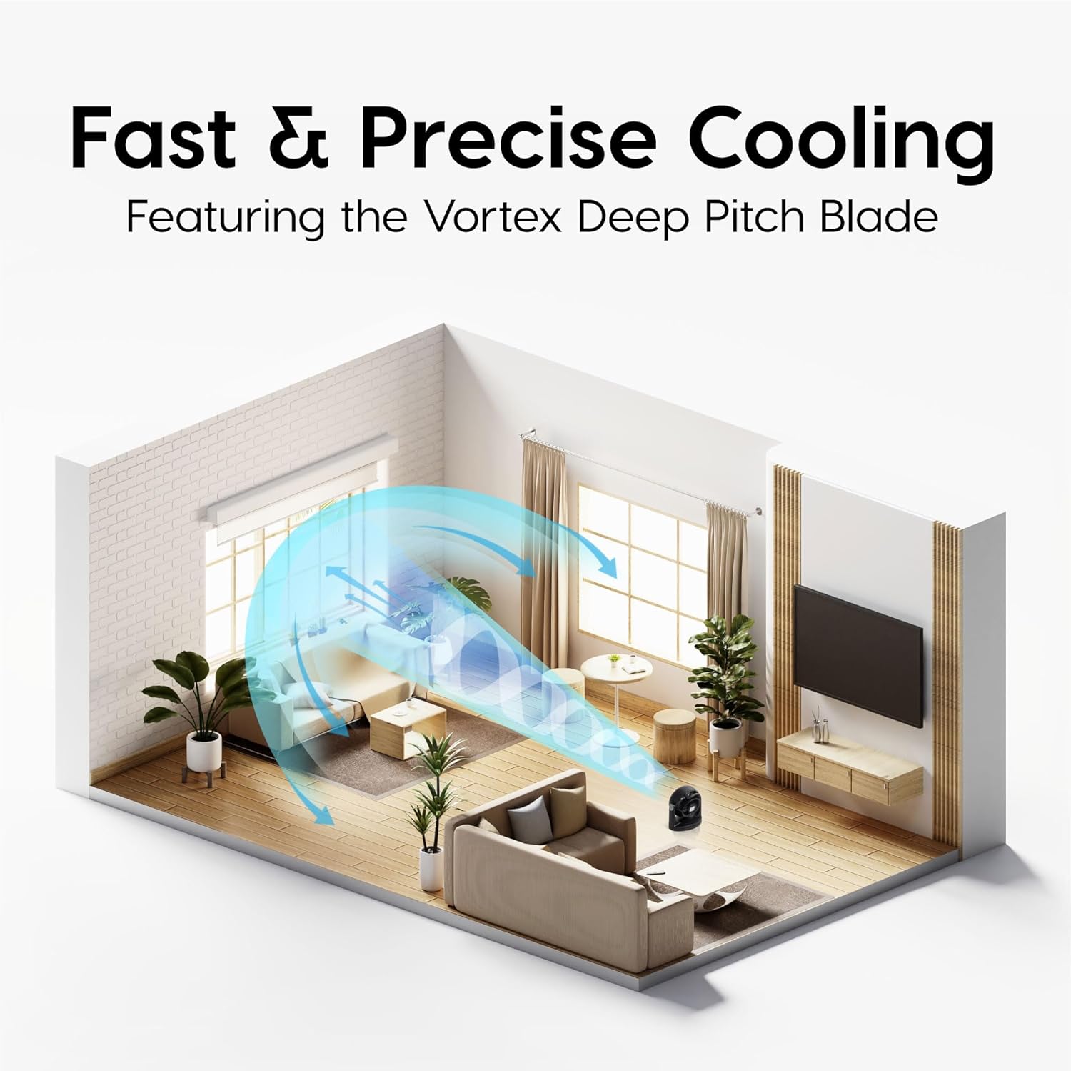 Ventilateur Silencieux de Bureau avec Oscillation - Woozoo - HD18, Plastique, Noir, 34 W, 23m², 29 x 19 x 31 cm 530377 Noir Oscillant