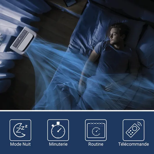 SUNTEC Climatiseur mobile Coolfixx 16000 BTU APP - Climatiseur mobile et silencieux avec commande Smart App - Déshumidificateur pour pièces jusqu'à 70 m² - Refroidissement & chauffage mobiles 16.000 BTU avec chauffage + Wifi