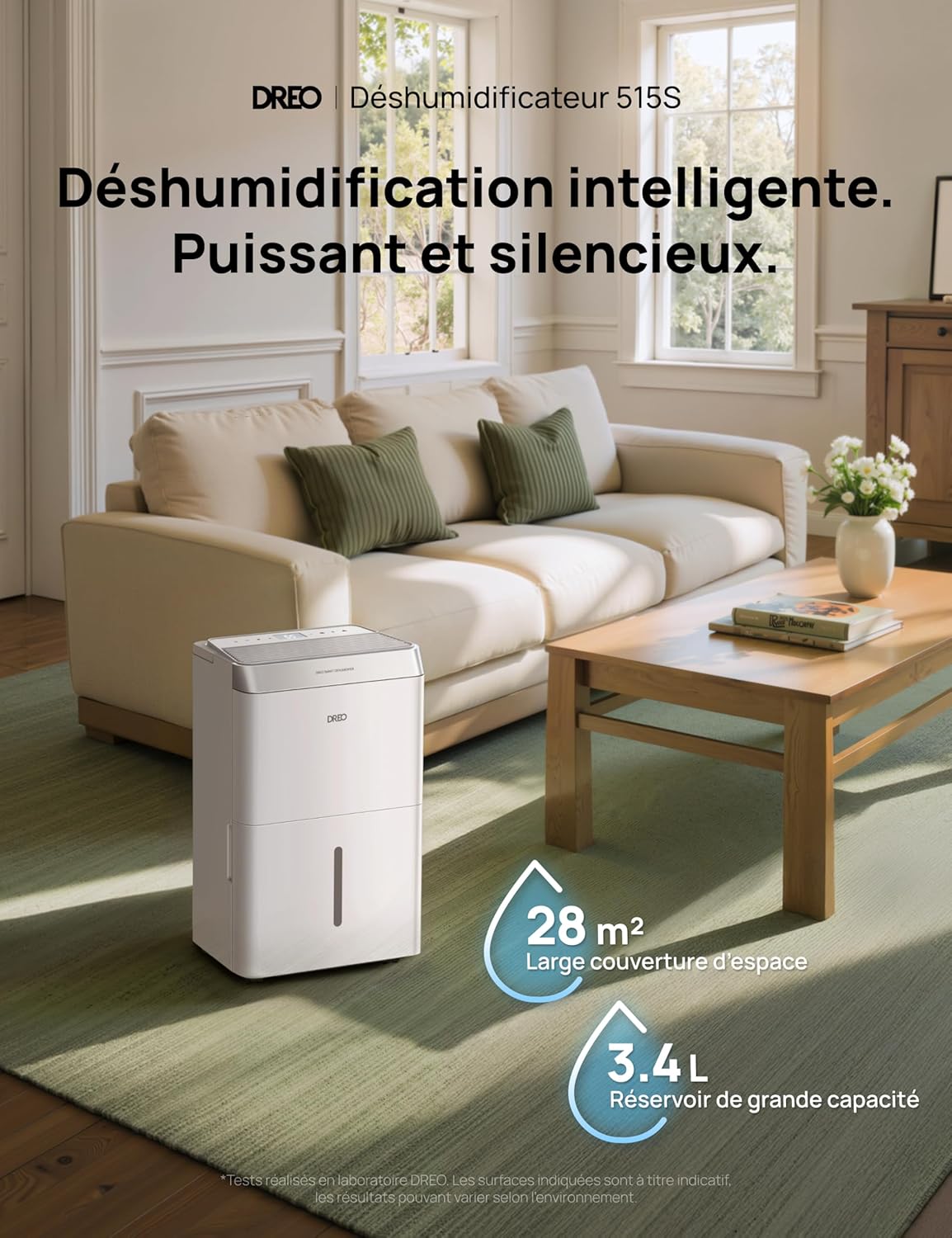 Déshumidificateur d’air 16L/jour, Wi-Fi & Alexa, avec réservoir d'eau 3.4L, Pour 30㎡, Déshumidificateur silencieux 35dB, 3 Modes, Minuterie 24h, Pour Chambre, Salle de Bain & Cave Argent 16L