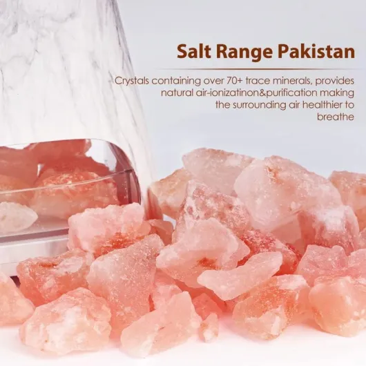 2 en 1 Diffuseur d'huiles Essentielles & Lampe en Cristal de Sel Himalaya, Diffuseur d'aromathérapie avec Lumière Effet Flamme, L'humidificateur a 3 luminosité, 100% Pur sel himalayen, 150 ML Marbre