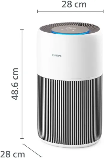 Purificateur d'air Philips Série 2200, HEPA NanoProtect + Filtre à charbon actif, CADR 400m³/h pour 104m², Pour personnes allergiques, Ultra-silencieux, Filtre intelligent et durable (AC2210/10)