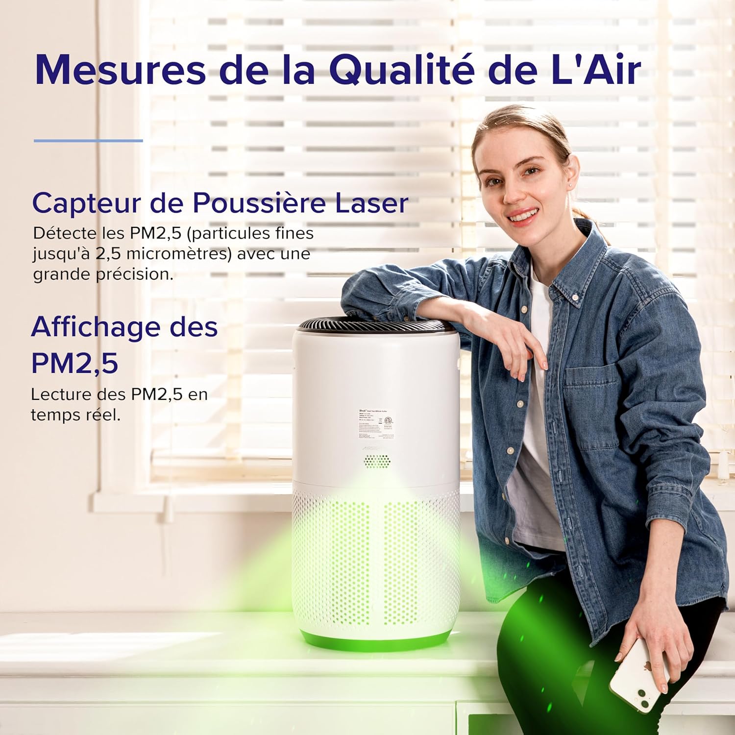 Purificateur d'Air avec Senor, Air Purifier avec HEPA jusqu'à 83m² CADR 400m³/h, Intelligent Compatible avec Alexa, Mode Auto, Affichage PM2.5, Élimine 99,97% de Particules Core 400S Core400S pour 83㎡
