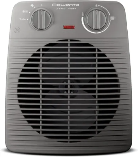 Compact Power Radiateur soufflant chauffage d’appoint portable, Jusqu’à 35 m², Mode Éco 1000 W/2000 W, Thermostat mécanique, Sécurité anti-surchauffe, SO2212F0 Gris - Nouveau Modèle