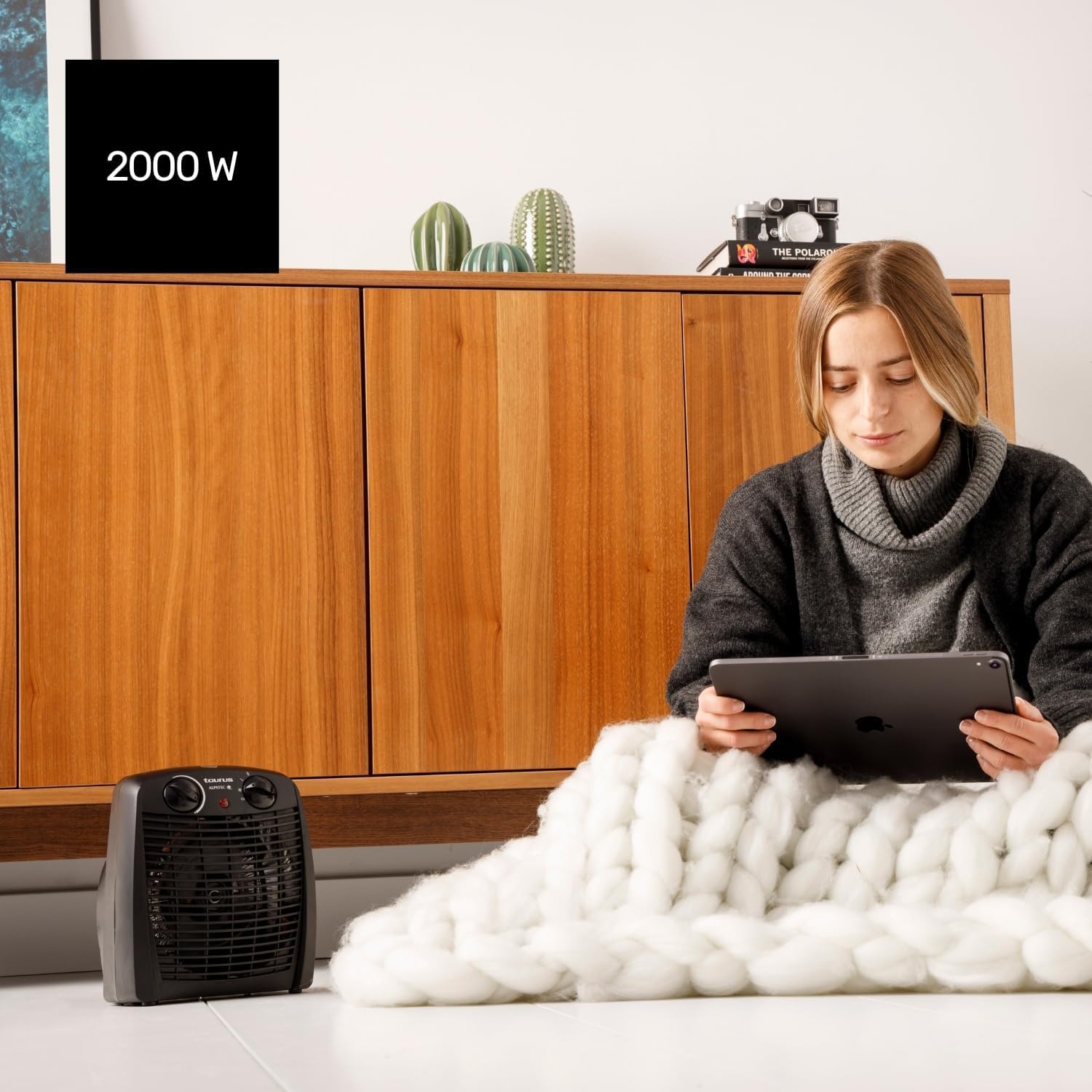 Taurus – Radiateur soufflant New Gobi - 2000W - 2 niveaux de chaleur - Fonction ventilateur - Thermostat réglable - Protection thermique - Voyant lumineux - Poignée de transport - Noir 2000w - Noir