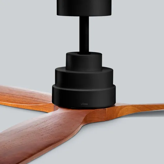 Ventilateur de Plafond CFTB, 40W, 6 Vitesses, Ultra Silencieux, 3 Pales en Bois Naturel 132cm, Fonction été - hiver, Minuterie 8h, Télécommande, Noir - Bois Foncé Sans lumière Noir - Bois Foncé