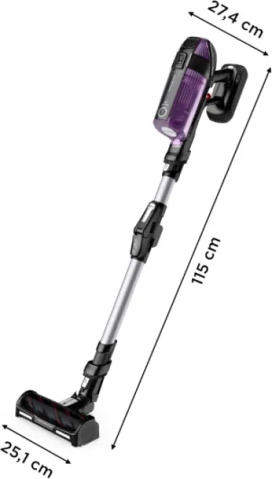 X-Force Flex 12.60 Allergie Aspirateur Balai sans Fil, Filtration Anti-Allergènes, Puissant 150AW, Autonomie 45min, Station d'accueil RH98A0WO, Violet et Aluminium 12.60 - 150 AW Station d'accueil