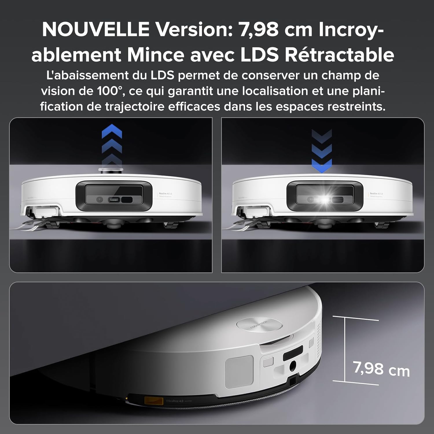 Saros 10 Aspirateur Robot 22000 Pa, Système VibraRise 4.0, Évitement d'obstacles Reactive Al 3.0, Châssis AdaptiLift, Anti-Enchevétrements, Station Tout-en-un (Mise à Niveau du S8 MaxV Ultra) Saros10 Blanc