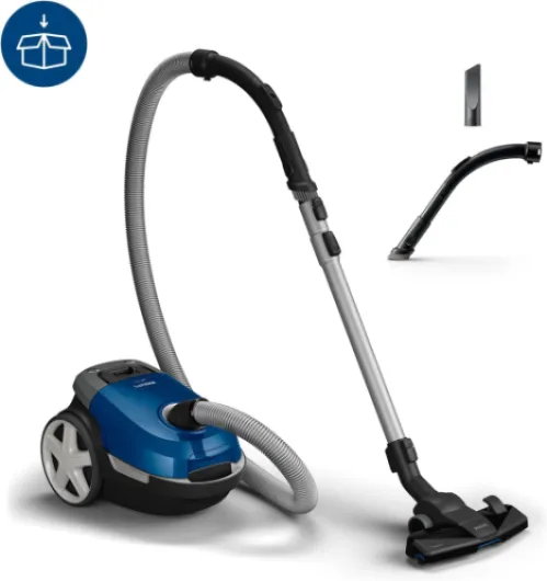 Aspirateur avec Sac Série 3000 - Aspiration 99,9%, 900 W, AirflowMax, Filtre Anti-Allergènes, Compact, Brosse TriActive, 9 m Rayon (XD3110/09) 3 litres Bleu/Noir