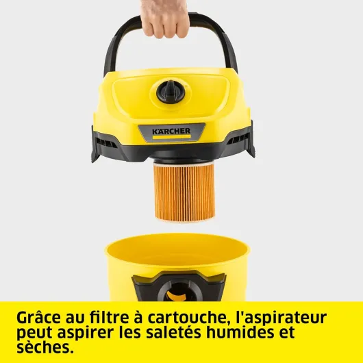 Kärcher Aspirateur Eau et Poussières WD 3 V-17/4/20, Fonction Soufflage, Puissance : 1000W, Cuve Plastique : 17L, Flexible d'Aspiration : 2m, avec Filtre à Cartouche & Non-Tissé, Buses Sol & Fentes Unique Nouvelle version - Cuve Polypropylène