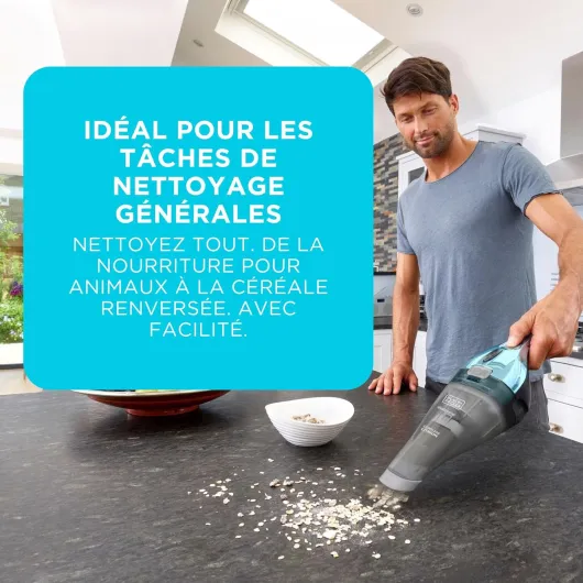 Black+Decker - Aspirateur à Main DUSTBUSTER - 7.2V (Batterie 2.0Ah) Aspirateur à Main sans Fil, Chromé, NVC220WBC-QW