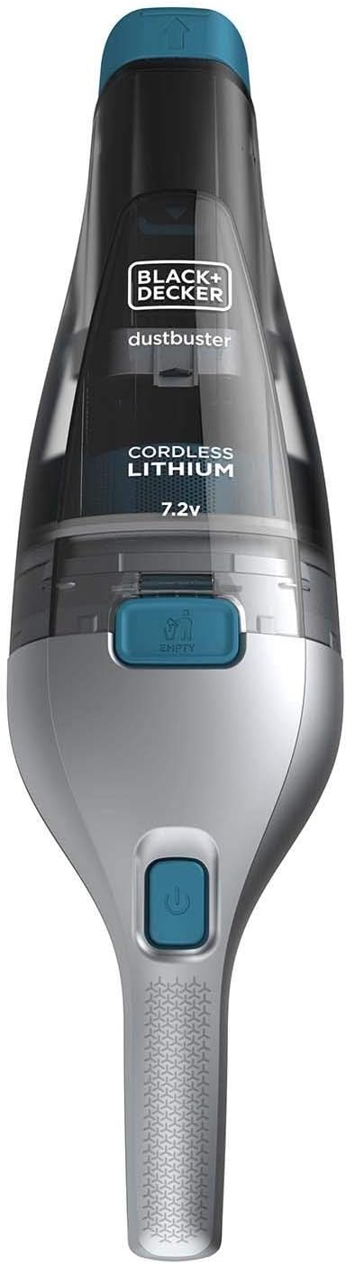 BLACK+DECKER Aspirateur à Main - 7,2V - 1,5 Ah - Argent Titanium Bleu - Base de Chargement - prologateur intégré et Brosse Noir Aspirateur à main sans fil - 7,2 V