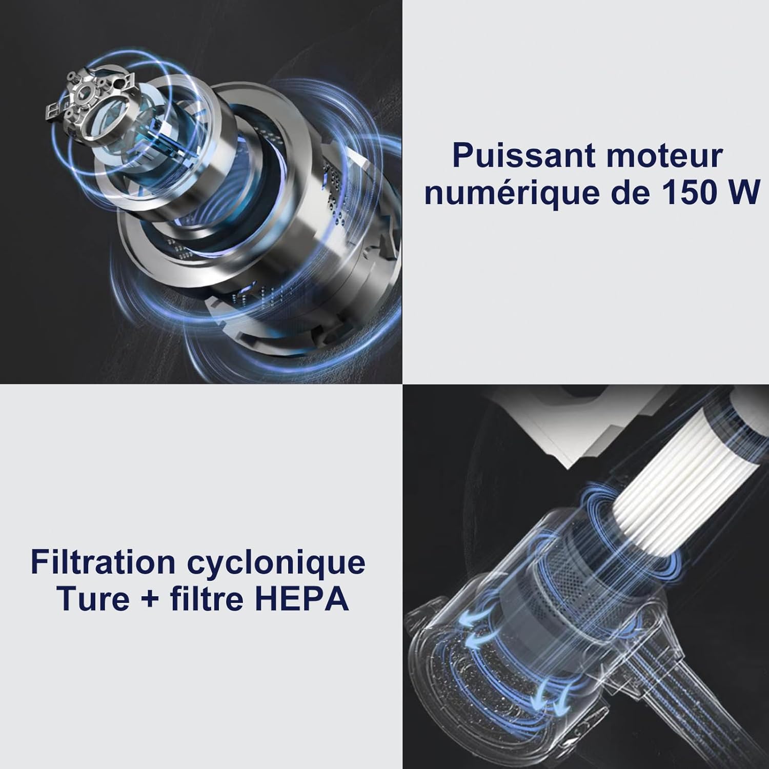 V8 Aspirateur Balai sans Fil 3en1 à Main et Vertical Léger 22,2V 150 W Batterie Lithium Rechargeable pour Sol, Tapis, Poils d'animaux