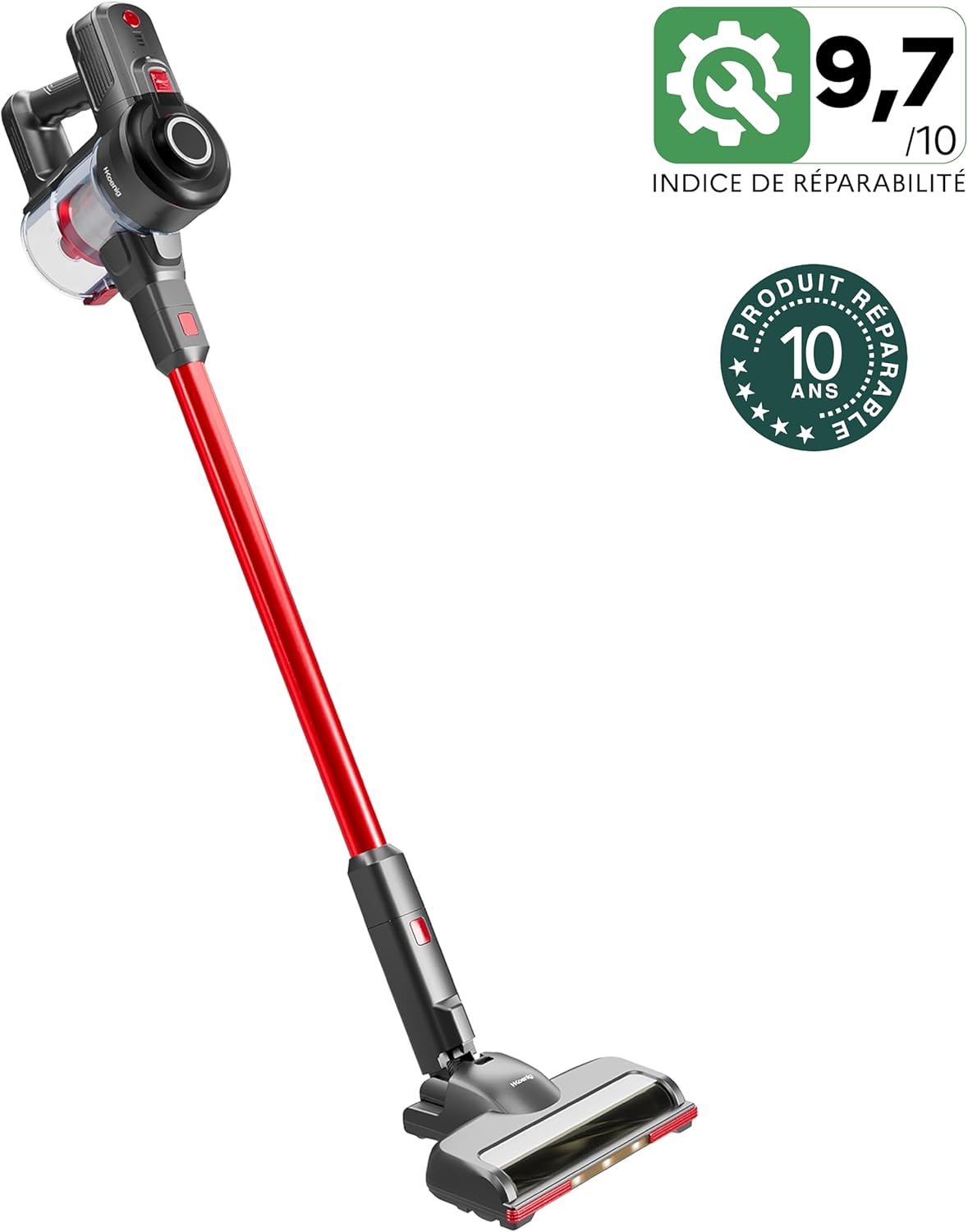 Aspirateur Balai sans Fil sans Sac UP600 H.Koenig - PowerClean - 2 vitesses - Puissant -Compact - Léger - Autonome -Silencieux - 120W - Multifonction pour Maison Voiture Bureaux