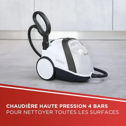 Vaporetto Smart 120, Nettoyeur Vapeur avec Chaudière Haute Pression 4 Bars, Réservoir Amovible 2 Litres, Autonomie Illimitée, Chauffe en 2 Minutes, 14 Accessoires Inclus, Blanc et Noir