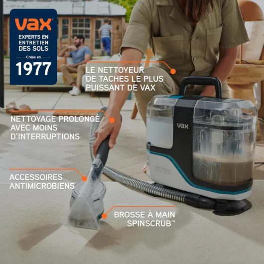 Vax SpotWash Max Pet-Design Spot Nettoyeur, détachant pour shampouineuse tapis et tissus d'ameublement avec technologie SpinScrub, réservoir XL pour les animaux, les canapés, les sols durs Max Animal de Compagnie