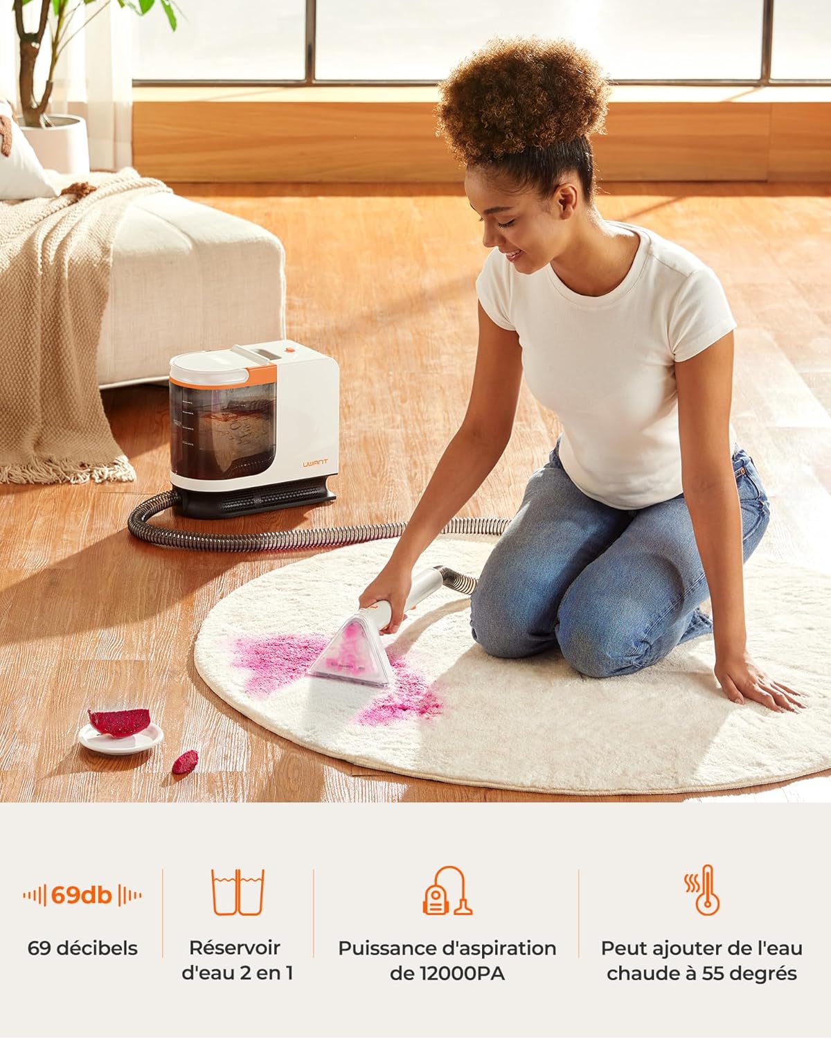 B200 SE, Shampouineuse, Nettoyeur canapé tissu, Technologie de moteur magnétique Flottant, Adaptée pour nettoyer canapés, tapis et matelas, 12000 Pa, 69 dB