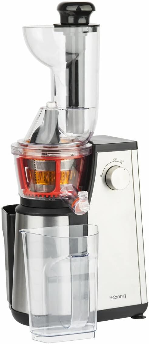 H.Koenig Extracteur Fruits et Légumes Vertical GSX22 Centrifugeuse Vitamin + sans BPA-82 mm Large Bouche-3 Tamis pour jus Fin ou épais et Sorbet-Pression Douce 60 Tours, 400 W