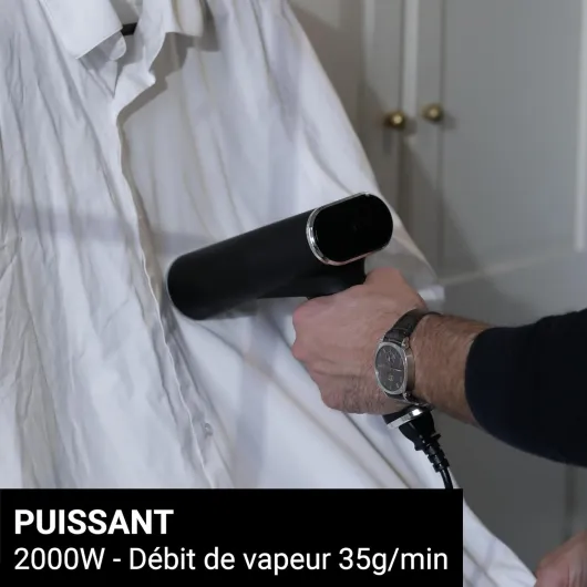Steamer Défroisseur à vapeur 2000W 35g/min - Fer portatif - Capacité 80 & 150 ml- Elimines 99,99% d'impuretés - Prêt en 15s - Cable 3m - Format compact - EUFD80BV2