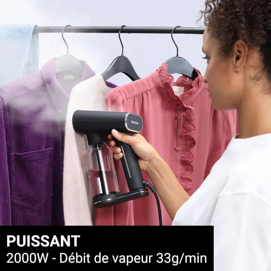 Steamer Défroisseur à vapeur 2000W 33g/min - Fer portatif - Capacité 400 ml- Elimines 99,99% d'impuretés - Prêt en 30s - Cable 3m - Format ultra compact - EUXL400V2