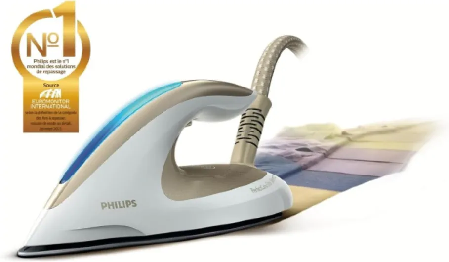 Centrale Vapeur PerfectCare Elite - Puissance 2400W, Effet pressing 490g, Pression 7.2 bars, Technologie OptimalTEMP, Mode ECO, Semelle T-IonicGlide, Réservoir 1.8L, Blanc/Doré (GC9642/60) Effet Pressing 490g 7.2 Bars