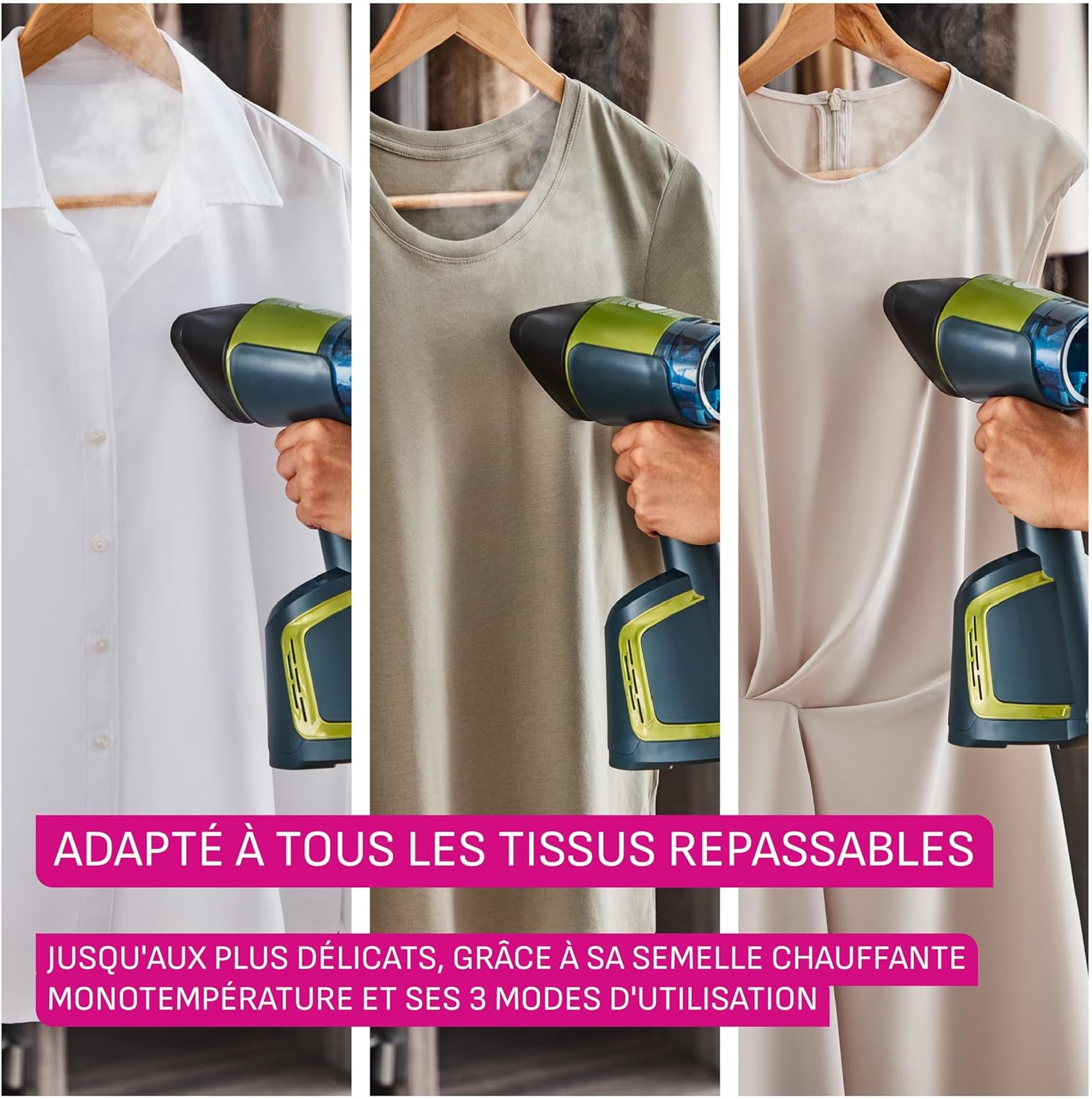 AeroSteam défroisseur à main, Nouvelle technologie révolutionnaire, Résultats d’un fer à repasser en un seul passage, Rapide, Facile d'utilisation sans crochet, Fabriqué en France, DT9810C0 Réservoir 100 ml