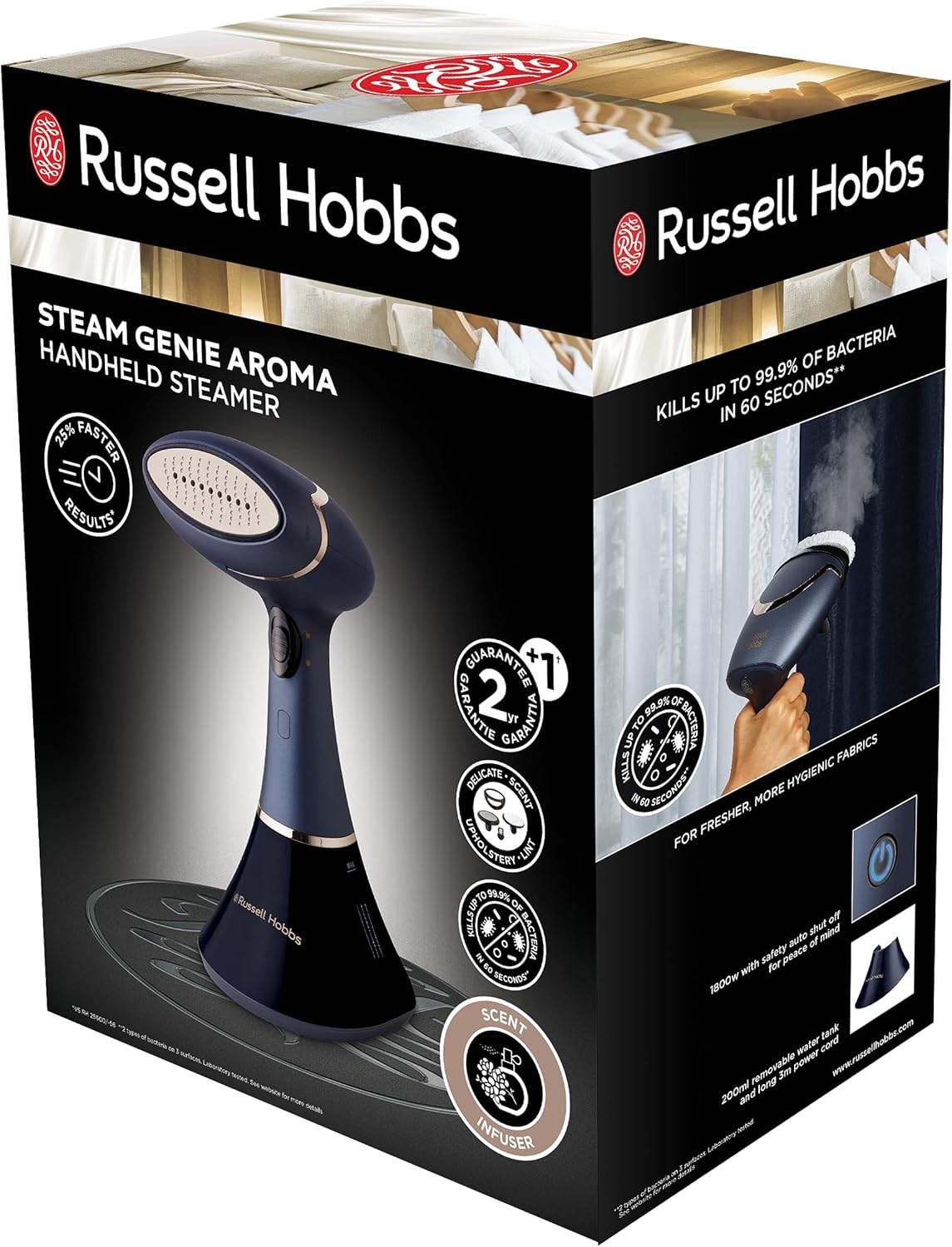 Défroisseur vapeur [Antibactérien, pour maison, voyage, bureau] Steam Genie Aroma (1800W, vapeur continue 32g/min, diffuseur de parfum, vêtements, rideaux, tissus)Fer à repasser 28041-56 Pro 1800W Aroma