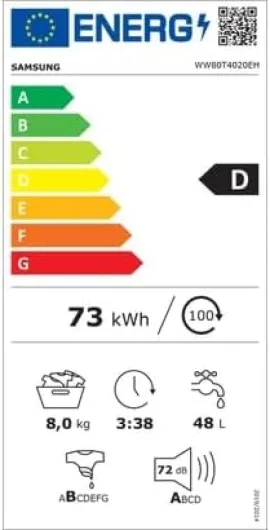 Lave-linge frontal 8 Kg 1200 Tours/min - WW80T4020EH