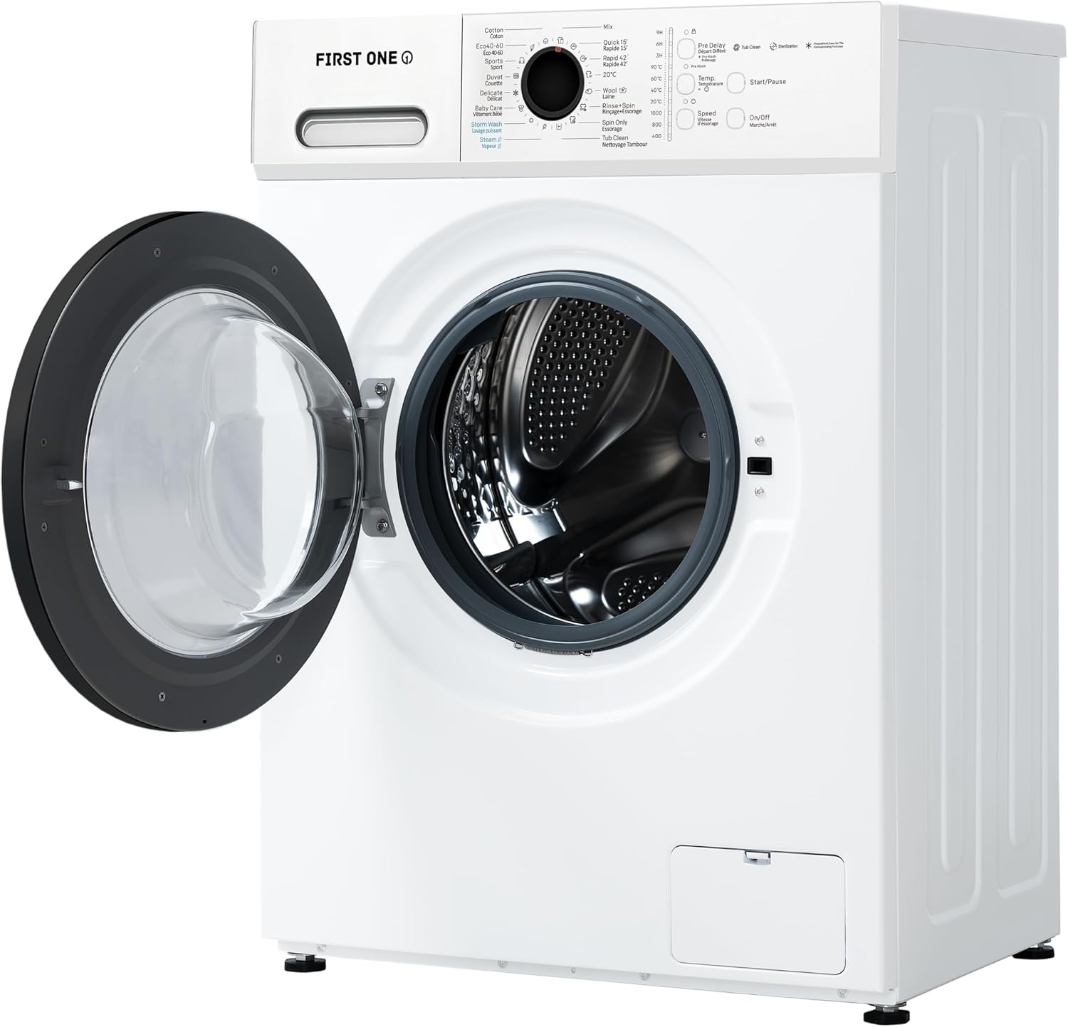 Lave-linge frontal FIRST ONE FLL71200WH - 7 Kg - 1200 tr/mn - 16 programmes - Eco - Intensif - Rapide – Très Faible conso Classe A-10%