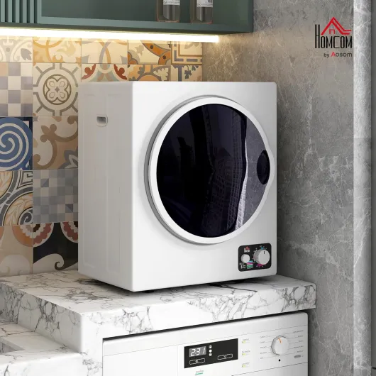 Sèche-linge à évacuation portable, sèche-linge électrique 850 W, 4 Kg, 4 modes de séchage, 2 niveaux de chauffage, cuve en acier inoxydable, installation murale, pour appartement dortoir, blanc