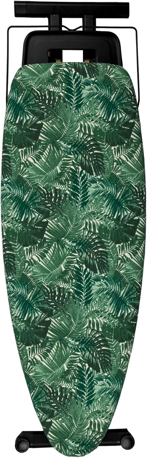 Table à Repasser GoldWoodVIP– 130x47 cm XXL, Bois Naturel et Aluminium, Hauteur Réglable 98 cm, Stable, Légère et Résistante, Roulettes, Support Centrale Vapeur et Plateau à Linge, Fabriquée en Europe