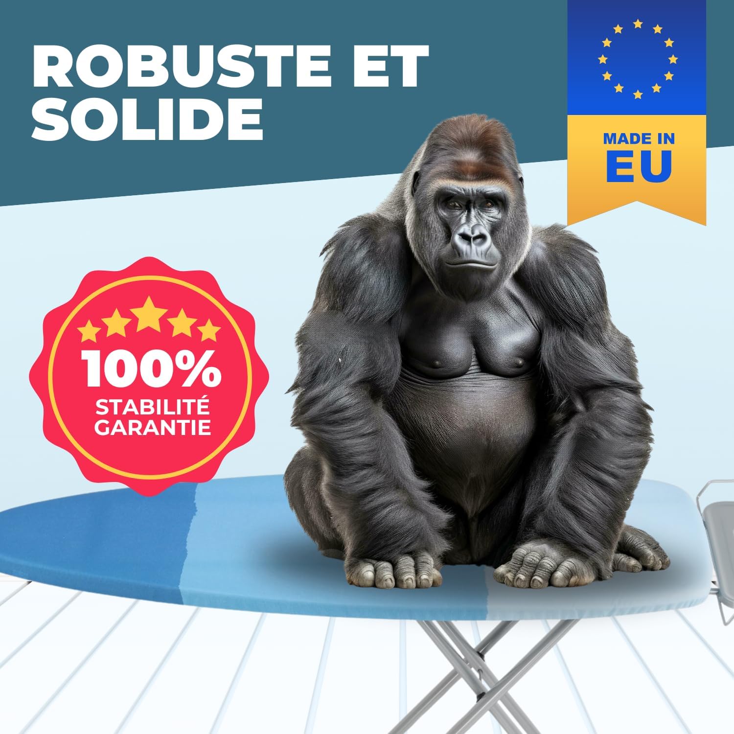 Table à Repasser XXL Grande Pliable Solide Planche Repasser pour Centrale Vapeur - 130x47cm - Fabriqué en EU