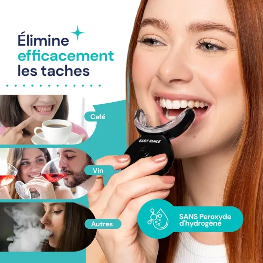 EASY SMILE - Kit de Blanchiment Dentaire Professionnel avec Lampe LED 16X - 3 Gels pour un Blanchiment Rapide et Efficace, Élimine les Taches Profondes (Kit de blanchiment)