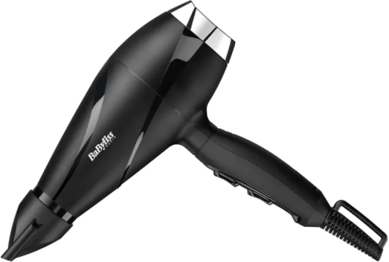 Sèche-cheveux Shine Pro 2200 - 2200W, Technologie ionique, Technologie anti-frisottis, Diffuseur et concentrateur inclus, Fabriqué en Italie, Noir, 6713DE Nouveau