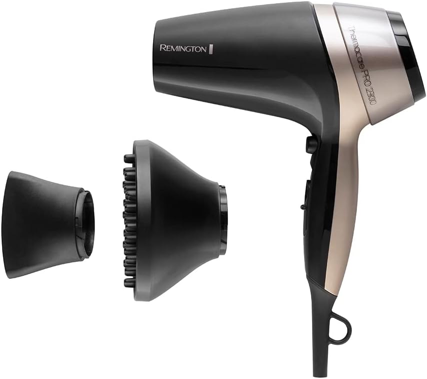 Remingon Sèche-cheveux professionnel Ionique [séchage rapide & efficace] Thermacare PRO 2300 (2100W, chaleur homogène, bruit faible, 3 températures / 2 vitesses, 2 concentrateurs + 1 diffuseur) D5715